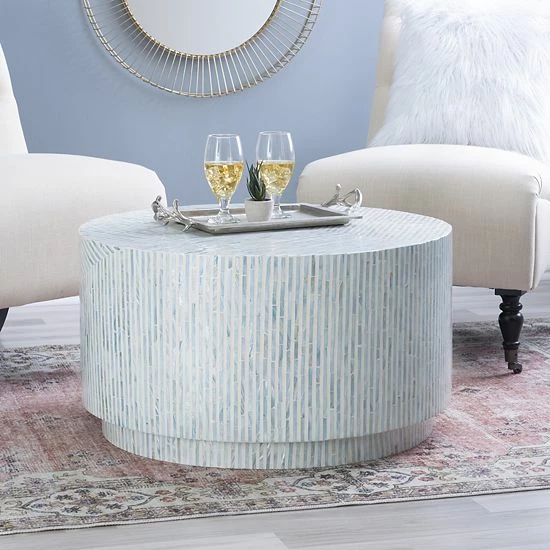 Linon Perrin Capiz Mosaic Coffee Table 2 Linon Perrin Capiz Mosaic Coffee Table - Image 2