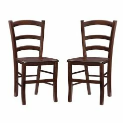 Linon Carmelo Dining Chair 2-piece Set Walnut