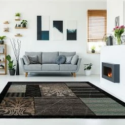 Linon Milan Framed Patchwork I Rug Black 6 Linon Milan Framed Patchwork I Rug Black -Linon Sales Store unnamed file 5984