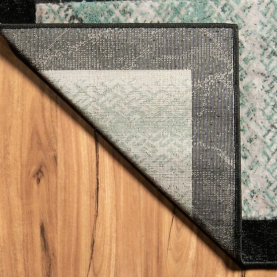 Linon Milan Framed Patchwork I Rug Black 4 Linon Milan Framed Patchwork I Rug Black - Image 4