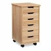Linon Cary 6-Drawer Rolling Storage Cart White Wash