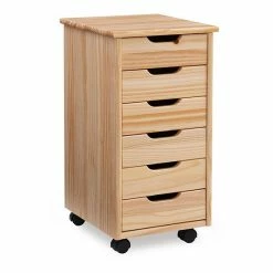 Linon Cary 6-Drawer Rolling Storage Cart White Wash