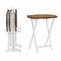 Linon Serpentine Folding Tray Table 5-piece Set White Brown -Linon Sales Store unnamed file 62