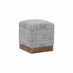 Linon Seabury Square Ottoman Blue White