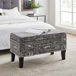 Alternative view of Linon Stephanie Script Print Storage Ottoman