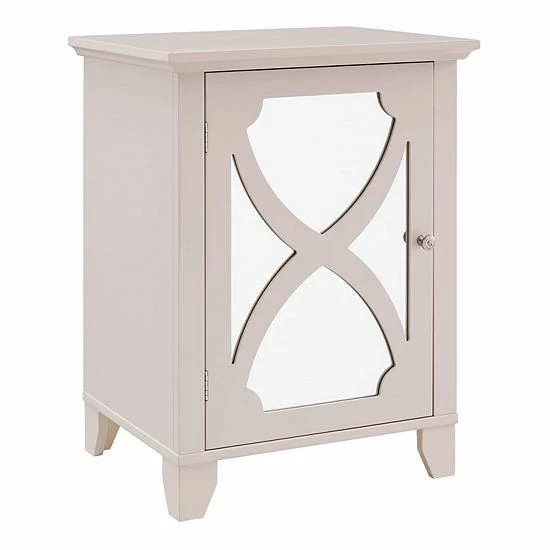 Linon Mirrored Storage Cabinet Beige 3 Linon Mirrored Storage Cabinet Beige - Image 3