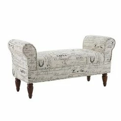 Linon Lillian Bench Off White Script