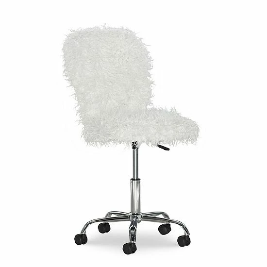 Linon Faux Fur Armless Office Chair Pink 4 Linon Faux Fur Armless Office Chair Pink - Image 4