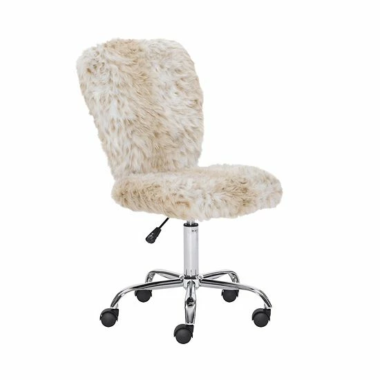 Linon Faux Fur Armless Office Chair Pink 6 Linon Faux Fur Armless Office Chair Pink - Image 6