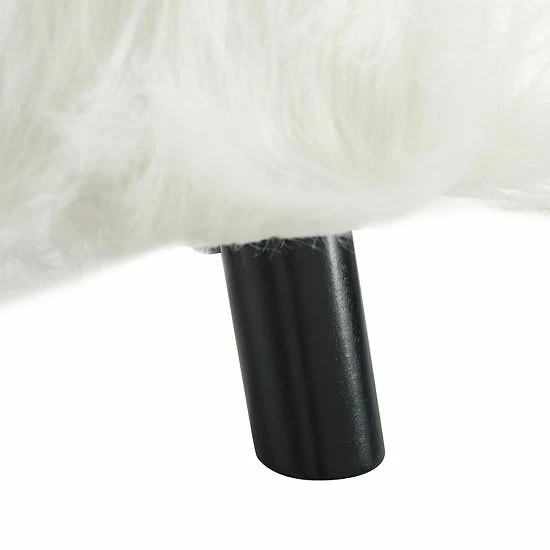 Linon Flokati Stool White 2 Linon Flokati Stool White - Image 2