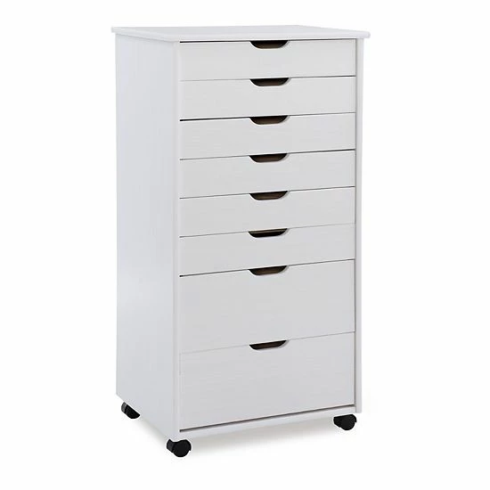 Linon Cary 8-Drawer Rolling Storage Cart Black 6 Linon Cary 8-Drawer Rolling Storage Cart Black - Image 6