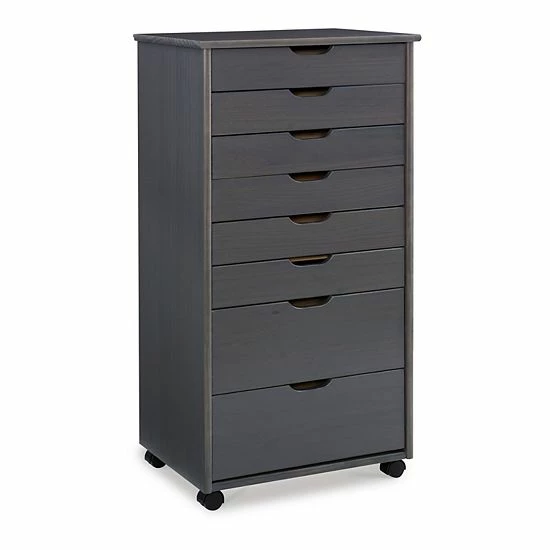 Linon Cary 8-Drawer Rolling Storage Cart Black 7 Linon Cary 8-Drawer Rolling Storage Cart Black - Image 7