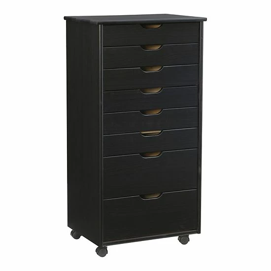 Linon Cary 8-Drawer Rolling Storage Cart Black 8 Linon Cary 8-Drawer Rolling Storage Cart Black - Image 8