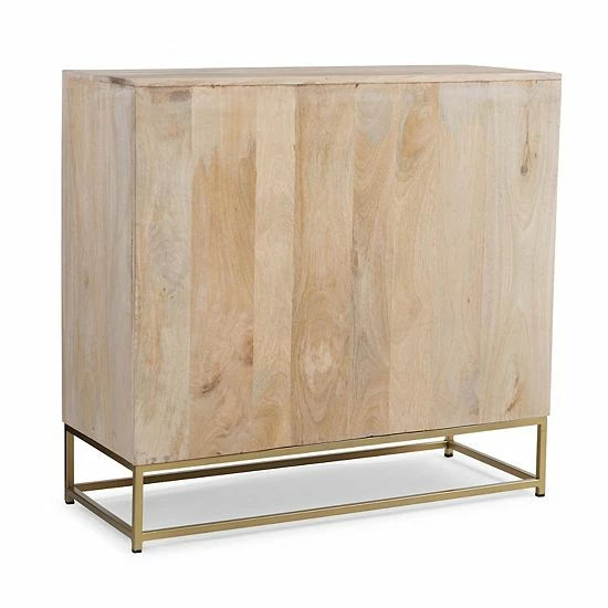 Linon Janie Rattan Sliding 2-Door Console 4 Linon Janie Rattan Sliding 2-Door Console - Image 4