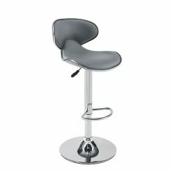 Linon Adjustable Bar Stool Gray Chrome