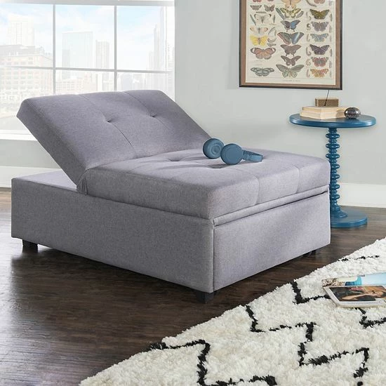 Linon Boone Convertible Arm Chair Bed Gray 2 Linon Boone Convertible Arm Chair Bed Gray - Image 2