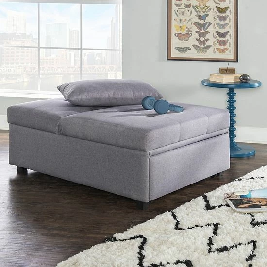 Linon Boone Convertible Arm Chair Bed Gray 3 Linon Boone Convertible Arm Chair Bed Gray - Image 3