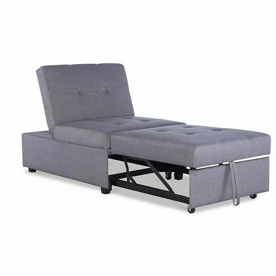 Linon Boone Convertible Arm Chair Bed Gray 4 Linon Boone Convertible Arm Chair Bed Gray - Image 4