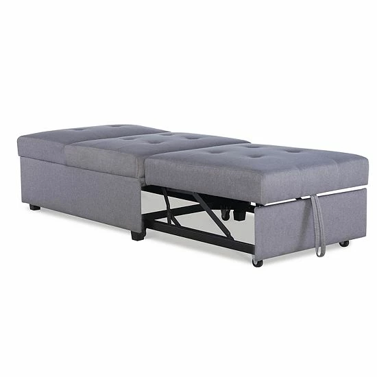 Linon Boone Convertible Arm Chair Bed Gray 5 Linon Boone Convertible Arm Chair Bed Gray - Image 5