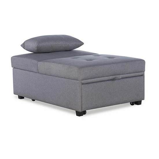 Linon Boone Convertible Arm Chair Bed Gray 6 Linon Boone Convertible Arm Chair Bed Gray - Image 6