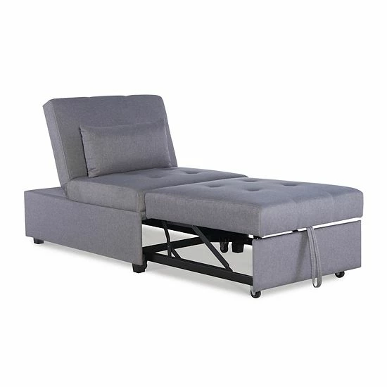 Linon Boone Convertible Arm Chair Bed Gray 7 Linon Boone Convertible Arm Chair Bed Gray - Image 7