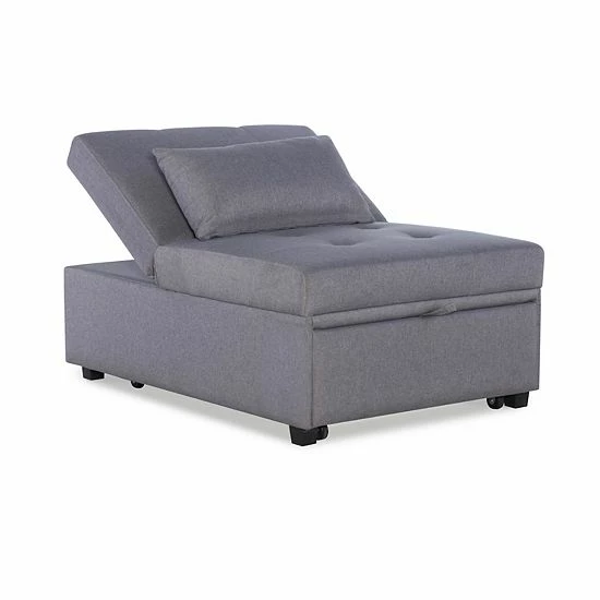Linon Boone Convertible Arm Chair Bed Gray 8 Linon Boone Convertible Arm Chair Bed Gray - Image 8