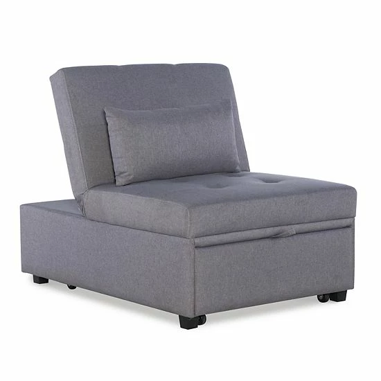 Linon Boone Convertible Arm Chair Bed Gray 9 Linon Boone Convertible Arm Chair Bed Gray - Image 9
