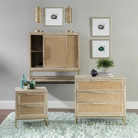 Linon Janie Rattan Sliding 2-Door Console 8 Linon Janie Rattan Sliding 2-Door Console - Image 8